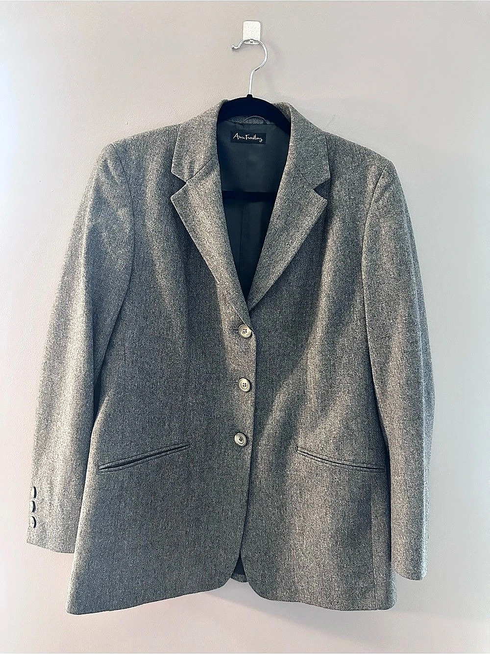 Ann Freedberg Wool Cashmere Blazer Jacket Size 8 Grey Structured Classic